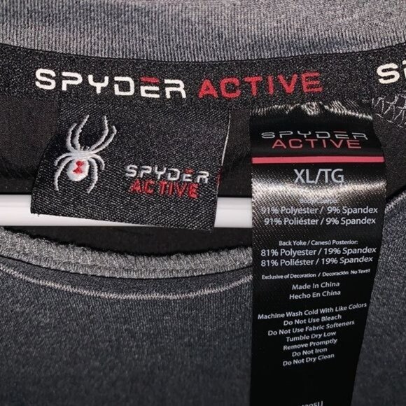 Spyder Active Mens Gray & Black Performance T-Shirt XL Polyester Blend Lightweig - Picture 2 of 8